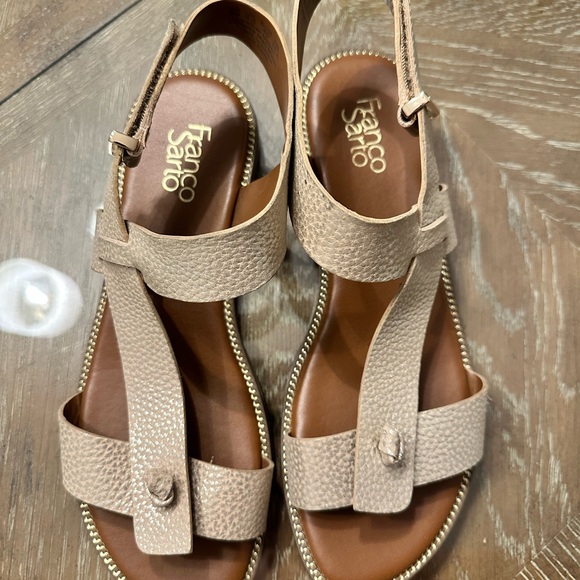 Franco Sarto Shoes - Franco Sarto Taupe Textured Leather Slingback Sandals